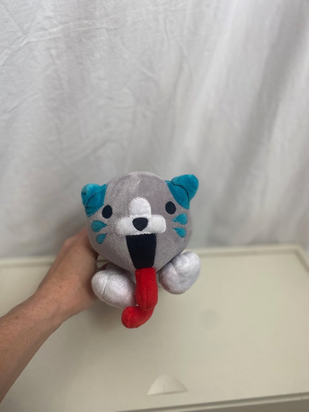 Poppy Playtime Candy Cat Plush Gray/Teal With Long Tongue Stuffed Animal 8.5"